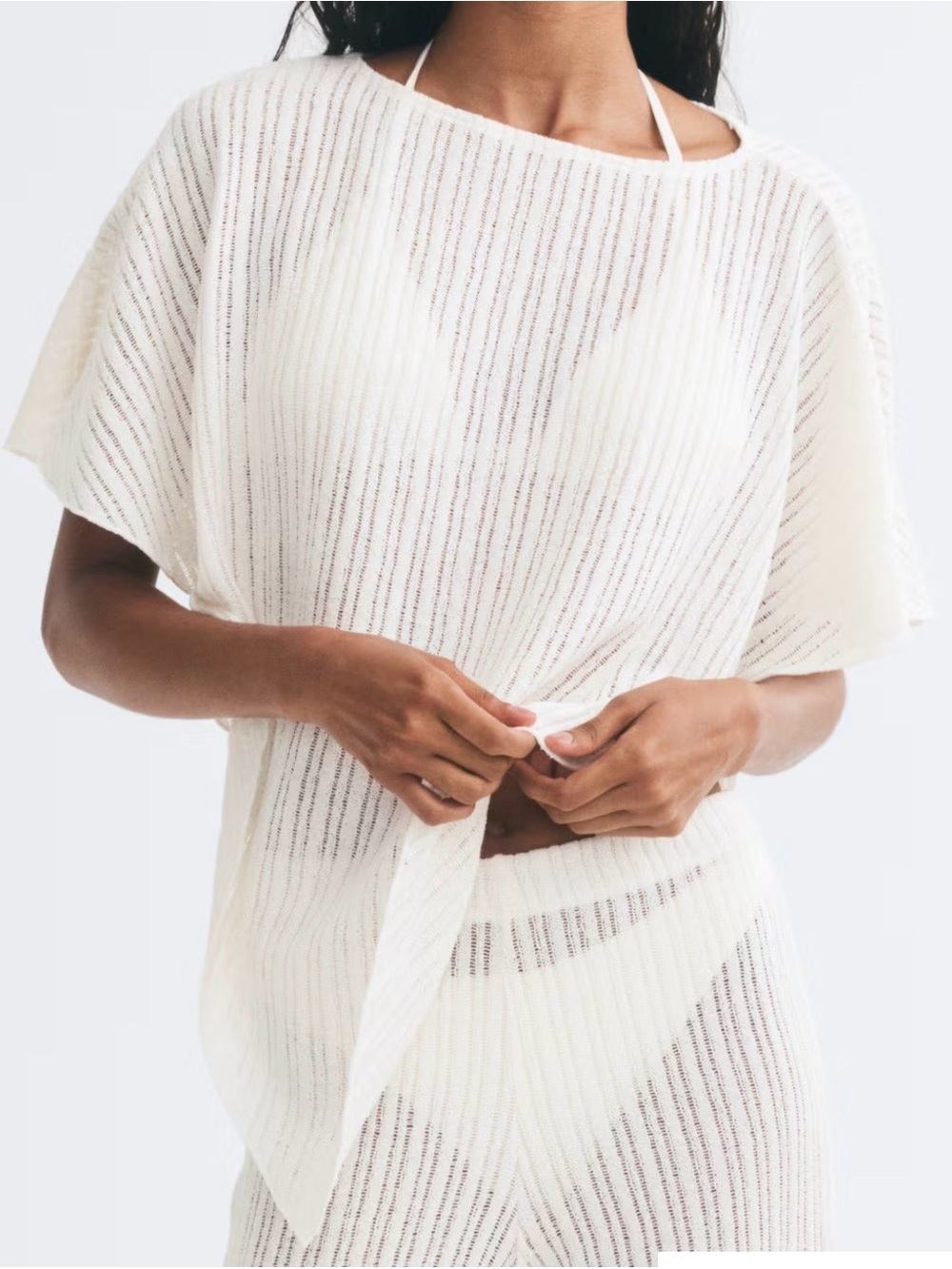 Divided Cream Short Sleeve Ribbed Knit Top - Picture 1 of 4
